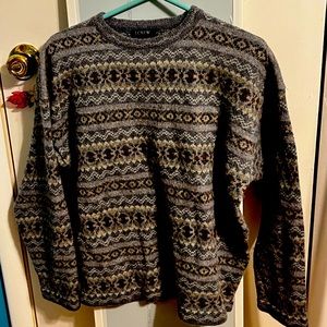 J.Crew Womens Size Large Long Sleeve Wool Gray Brown Blue Pullover Sweater